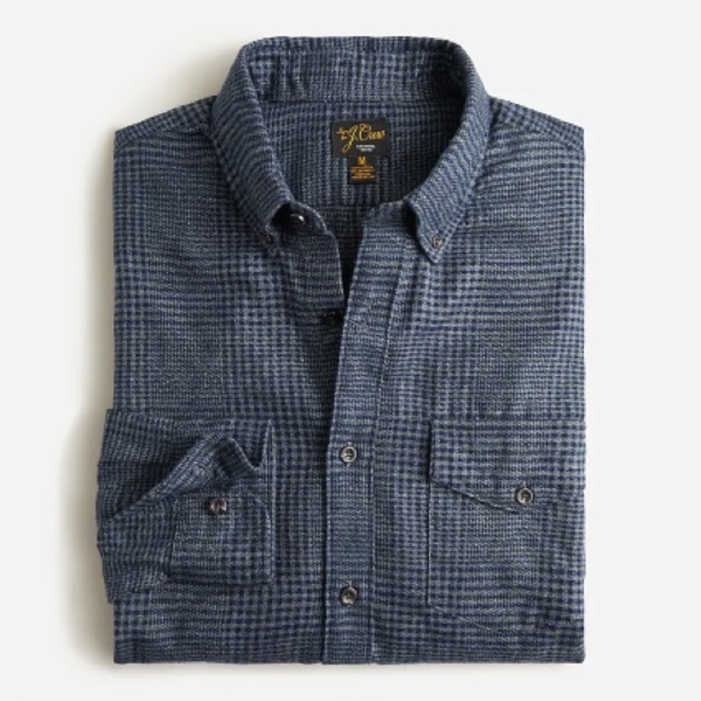 J.Crew Cotton-cashmere shirt in Laurel Houndstooth Midnight (BN823 NWT)